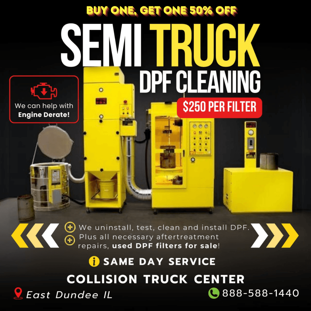 Specialized semi truck DPF filter cleaning near me in East Dundee and Woodstock, IL, for optimal engine health